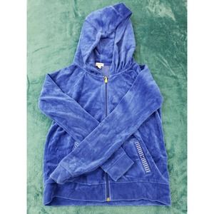 Juicy Couture Hoodie Sweater Womens Blue Long Sleeve Pullover Sz Médium Ladies